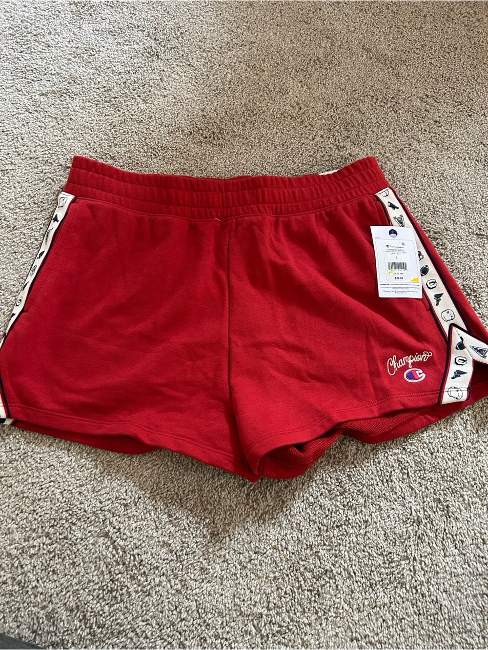 Champion Women's Large  Red Athletic Pull-On Shorts NWT